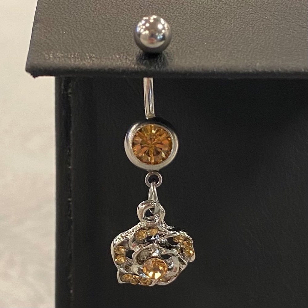 Tan Flower Belly Button Ring